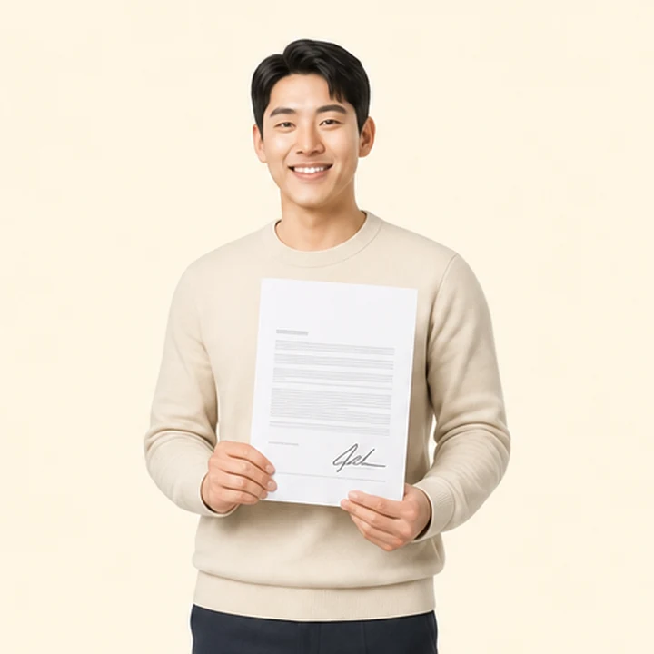 신용불량 QM6 장기렌트카 서면 견적서를 들고 있는 고객